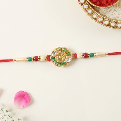 Om Stone Studded Designer Rakhi for Raksha Bandhan (10pcs)