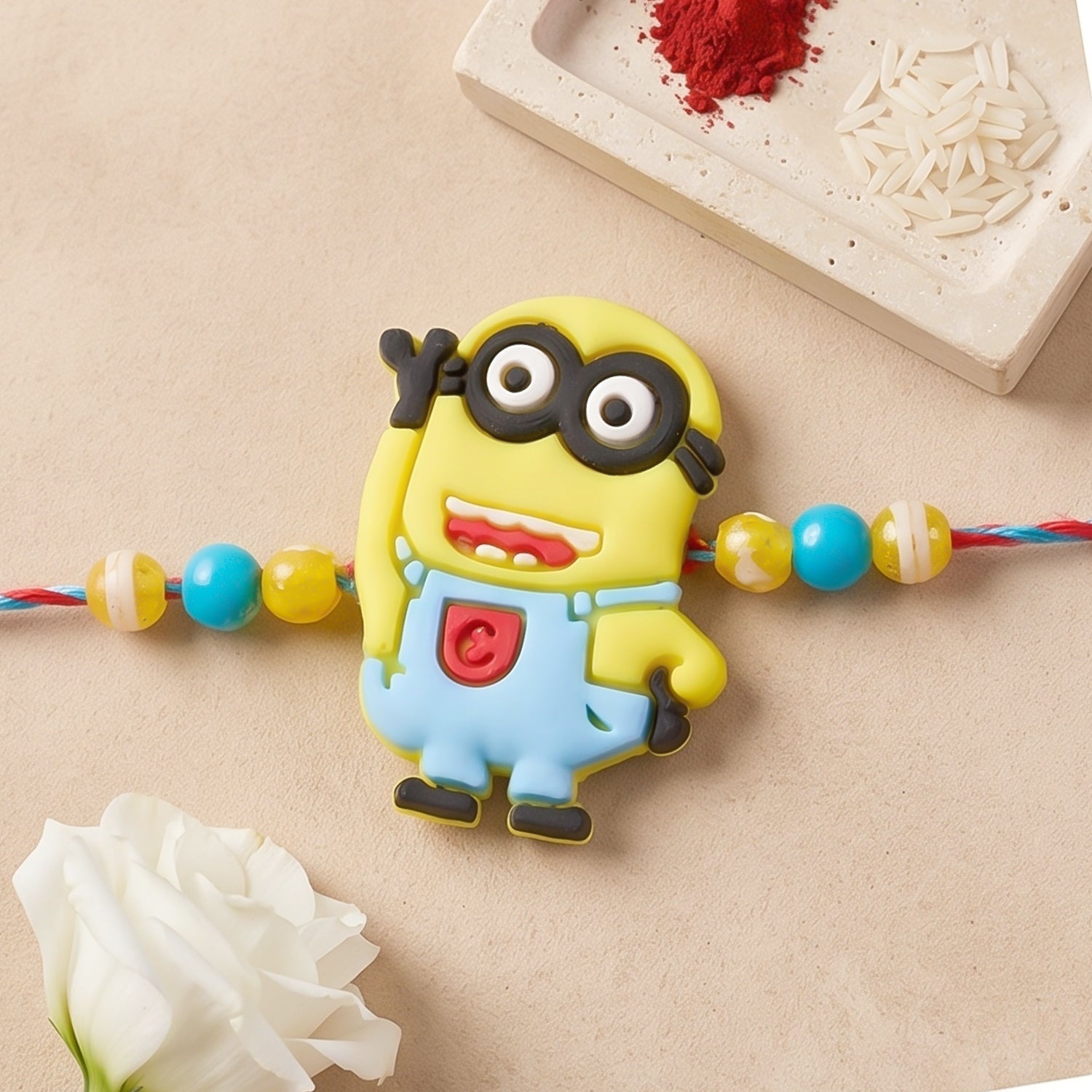 Cartoon Character Kids Rakhi with Playful Beaded Detailing Work (10pcs)