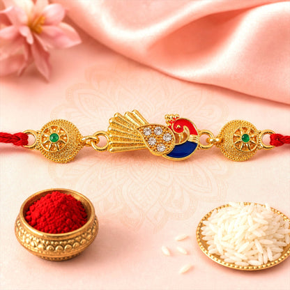 Peacock Charm Rakhi Stone Beaded Traditional Design (5pcs)