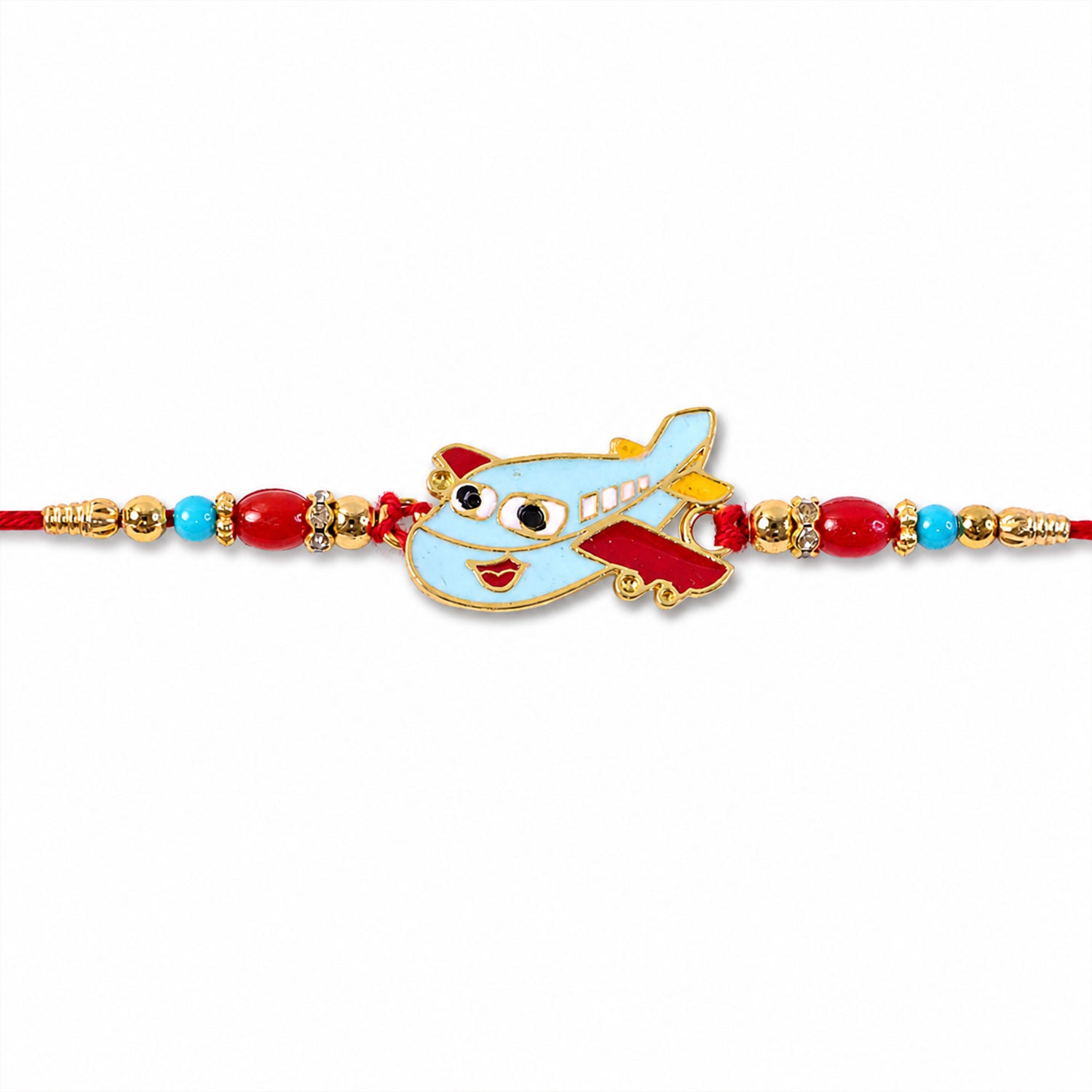 Kids Rakhi Playful Airplane Design Multicolor Beads (10pcs)