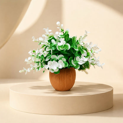 Artificial White Flower Plant with Pot for Home Decor & Elegant Interior Styling