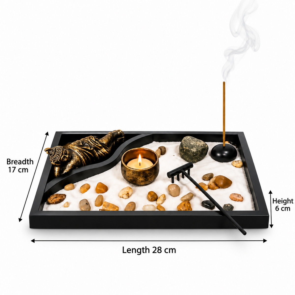 Minimalist Tabletop Zen Garden with Measurements