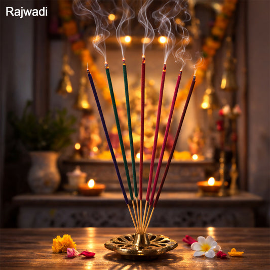 Rajwadi Incense Sticks Charcoal-Free Fragrance Agarbatti for Home Temple Pooja Meditation Prayer Aromatic Dhoop Sticks Pack