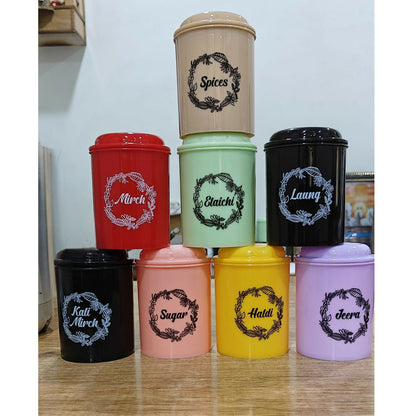 8 Pcs multi color spice and masala jar