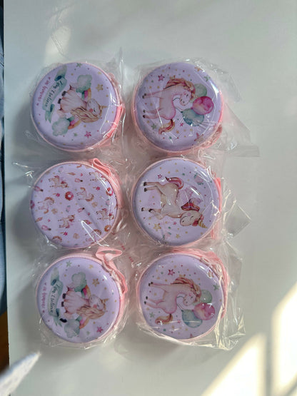 Unicorn Print Round Coin Pouch with Zipper & Wrist Strap for Kids and Gifting(DESIGN MAY VARY)
