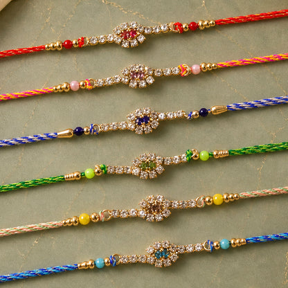 Slim Oval Motif Rakhi with Delicate AD Sparkle (Pack of 6)