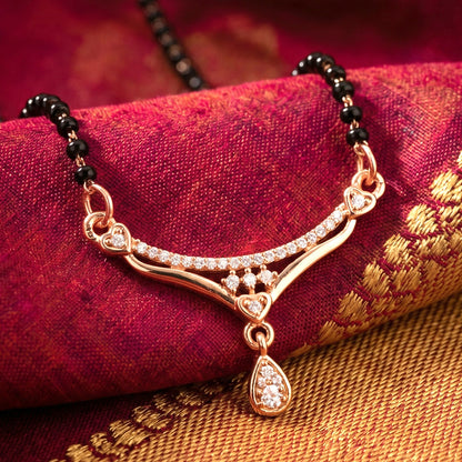 Classic Drop Pendant Mangalsutra with Curved Stone Bar