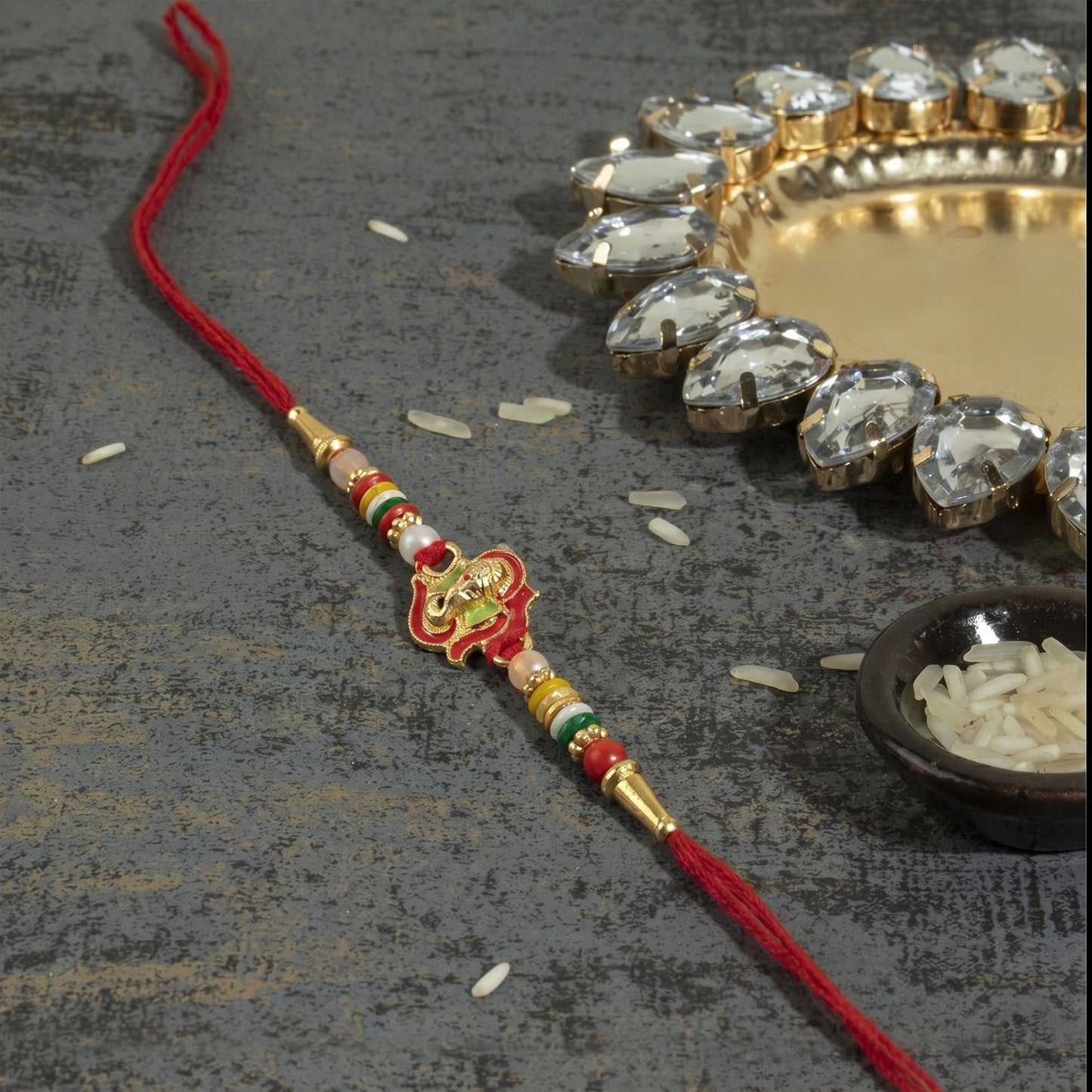 Mini Lord Ganesha Rakhi Traditional Designer Gift for Brother (10pcs)