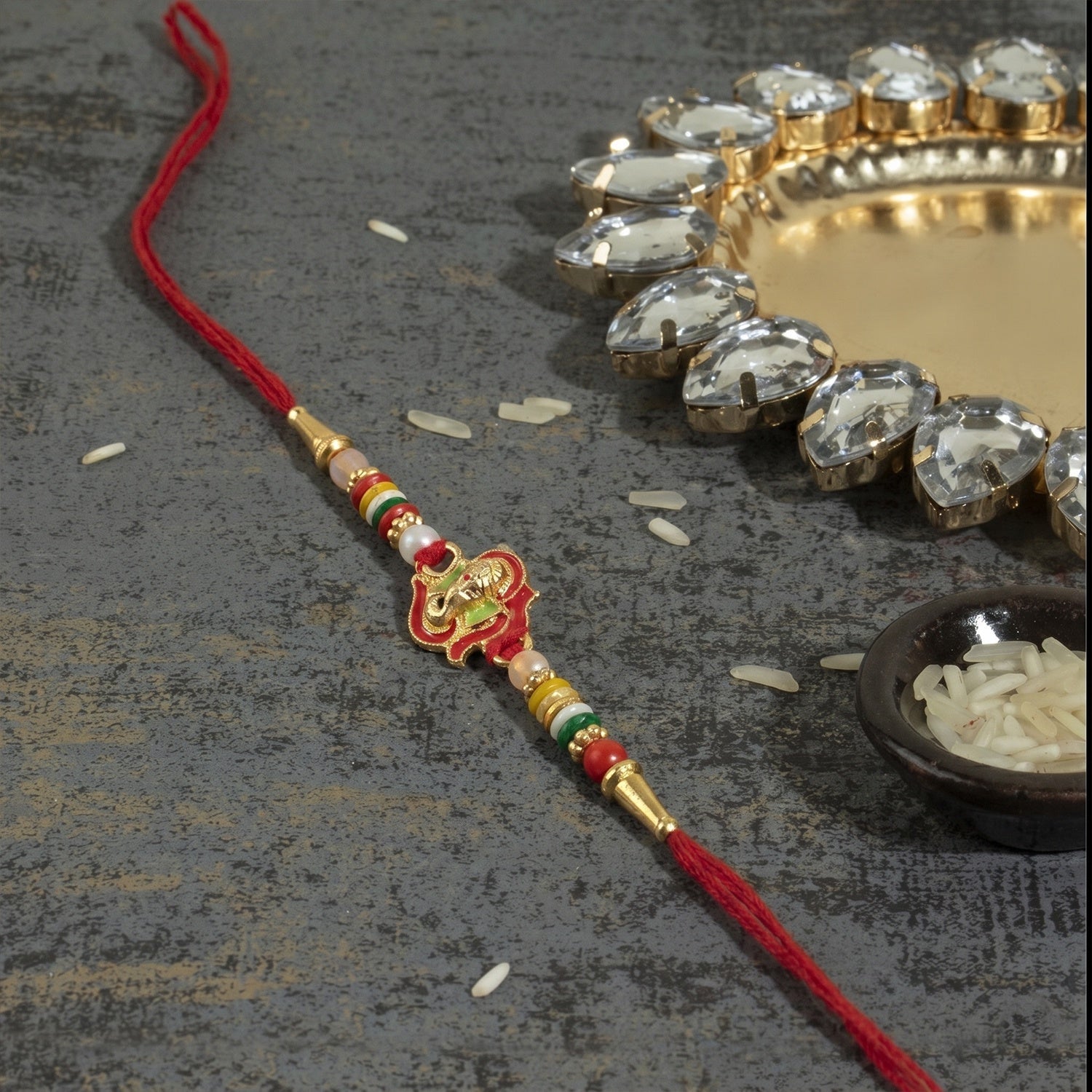 Mini Lord Ganesha Rakhi Traditional Designer Gift for Brother (10pcs)