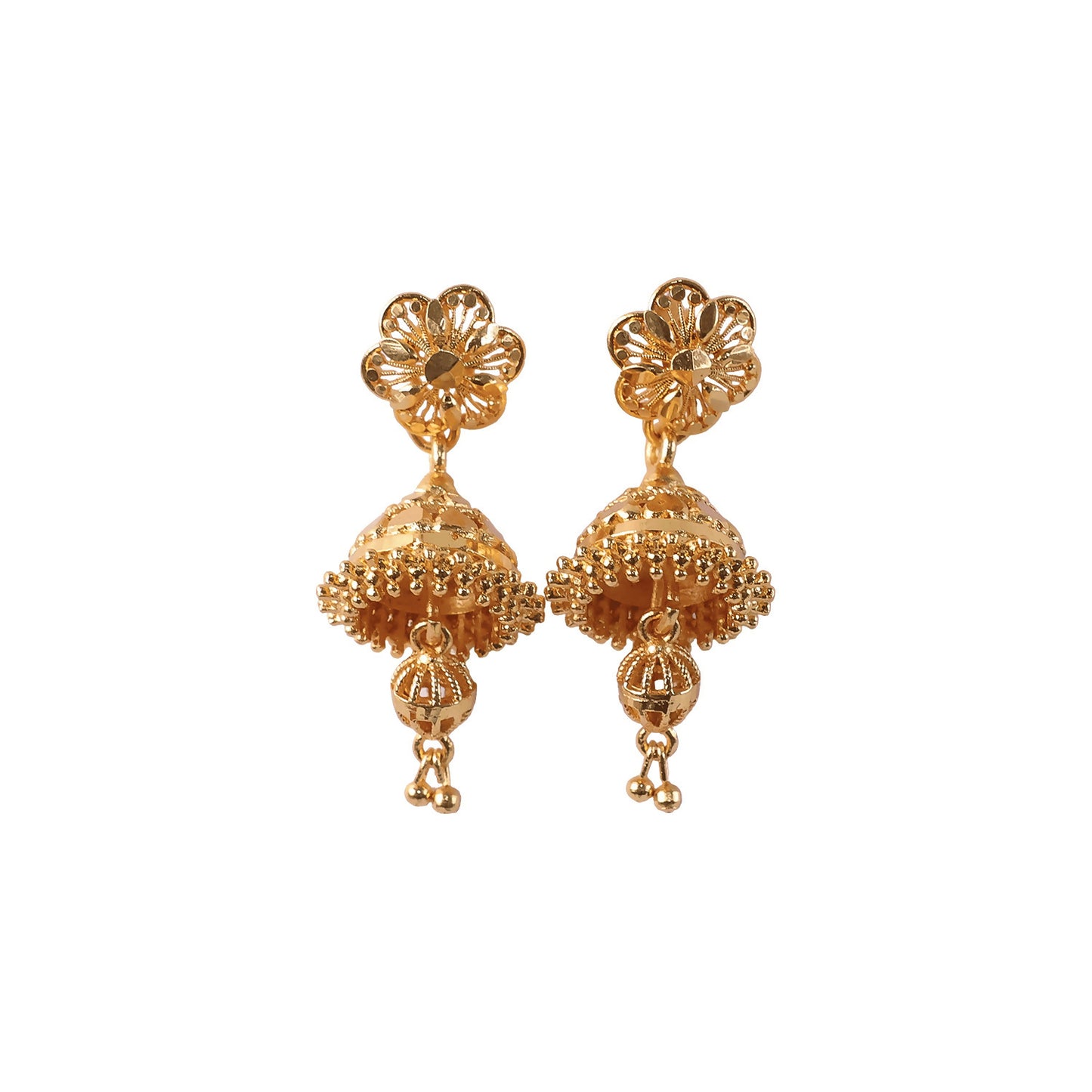 Designer Floral Top Gold Jhumka Earrings – Festive Collection