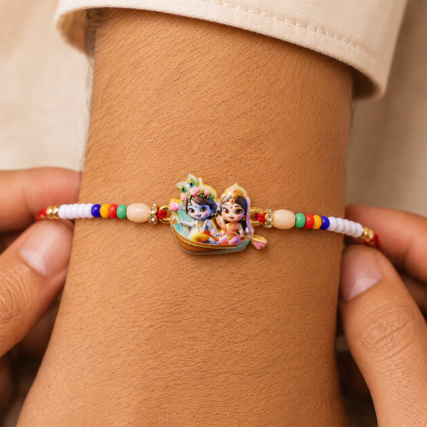 Lord Krishna Radha Rakhi Devotional Gift for Brother (10pcs)