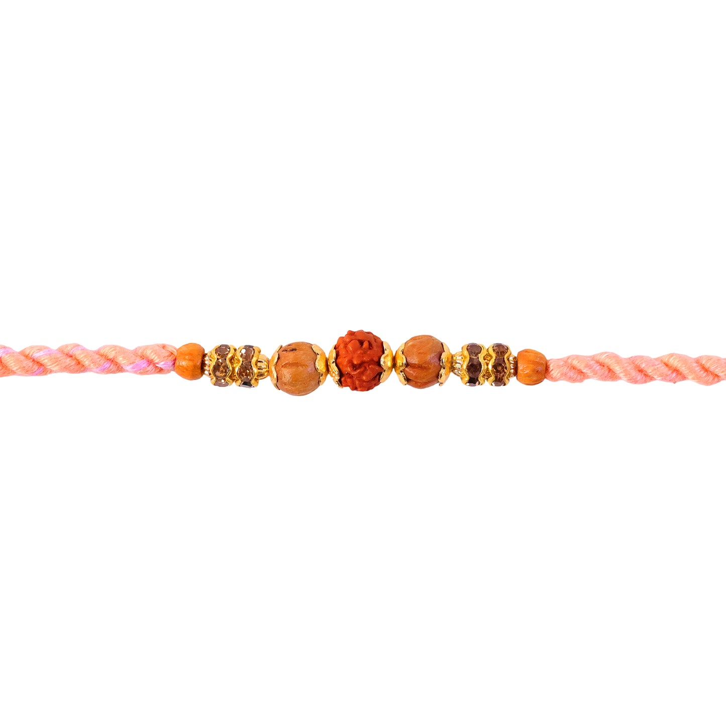Beautiful Silver Style Rakhi with Soft Beads, Stone Detail and Premium Festive Look