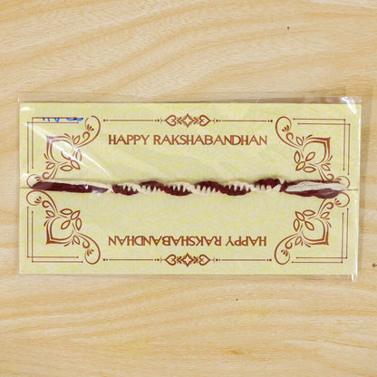 Maroon-White Twisted Cord Rakhi with Simple Beadless Design