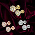 Flat Back AD Stud Earrings Combo – Gold, Rose Gold & Silver