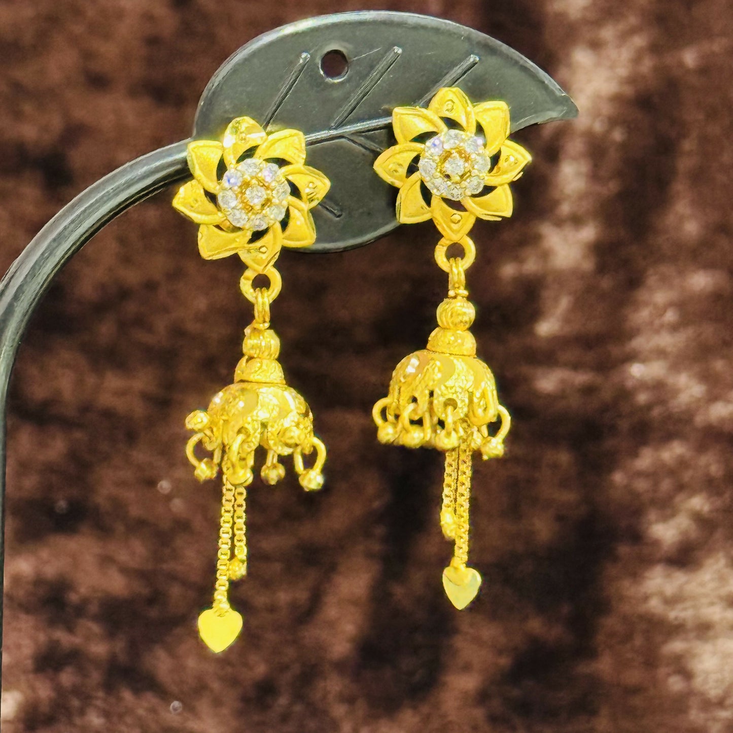 Designer Blossom Flower Jhumka Earrings