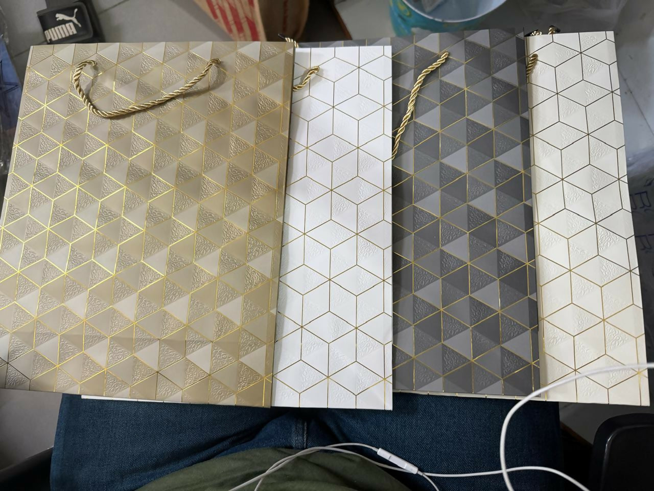 Premium Geometric Design Gift Bag with Handle Paper Carry Bag
