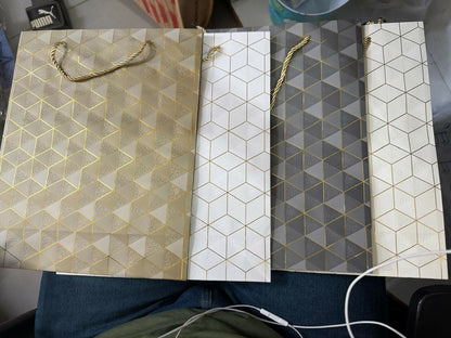 Premium Geometric Design Gift Bag with Handle Paper Carry Bag