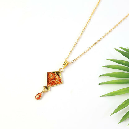Traditional Kite Shape Pendant Necklace with Chain for Women