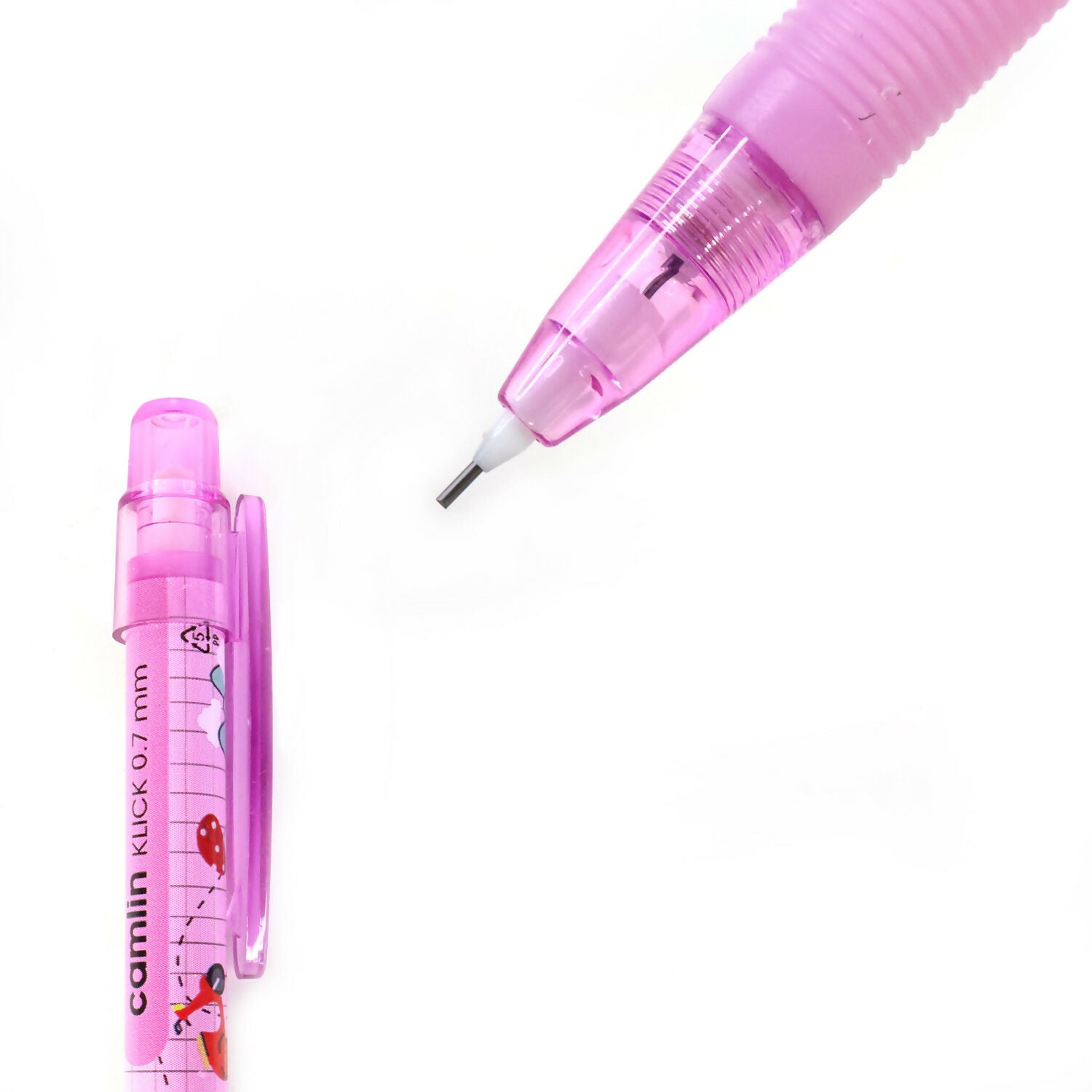 Camlin Klick Mechanical Pencil 0.7 mm – Assorted Cartoon Design, Smooth Writing Pencils with Comfortable Grip – Pack of 10
