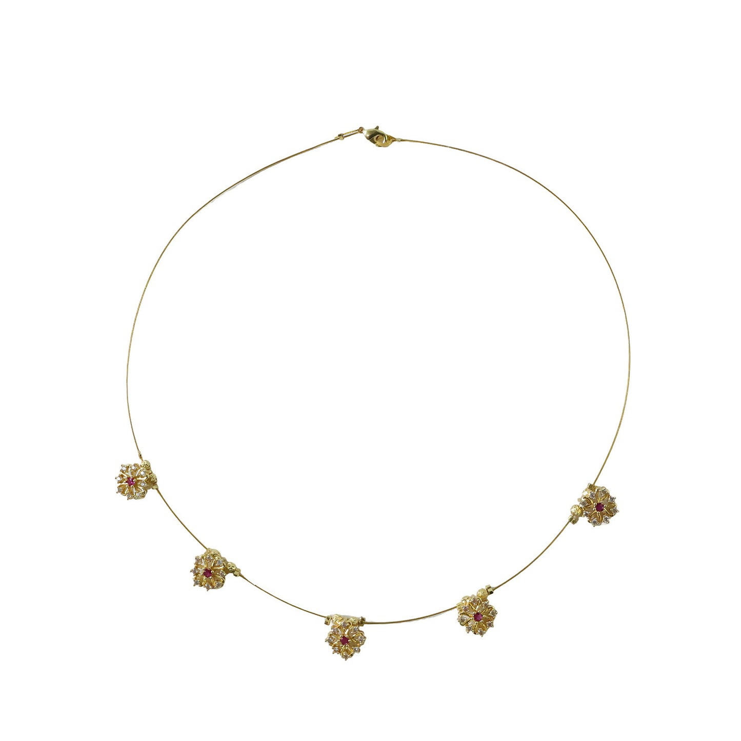 Elegant Ruby Floral Necklace Stylish Traditional Jewelry Necklace for Women