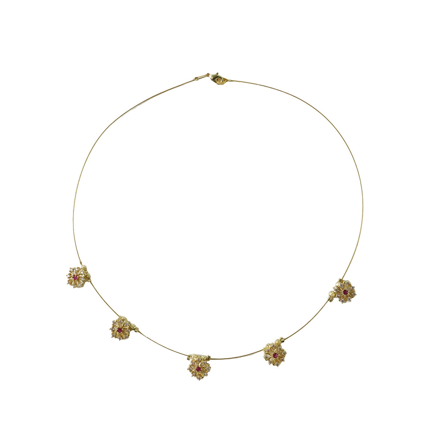 Elegant Ruby Floral Necklace Stylish Traditional Jewelry Necklace for Women