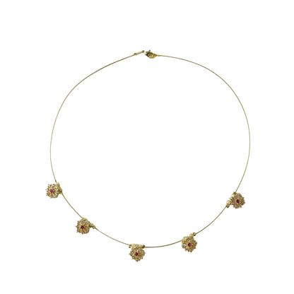 Elegant Ruby Floral Necklace Stylish Traditional Jewelry Necklace for Women