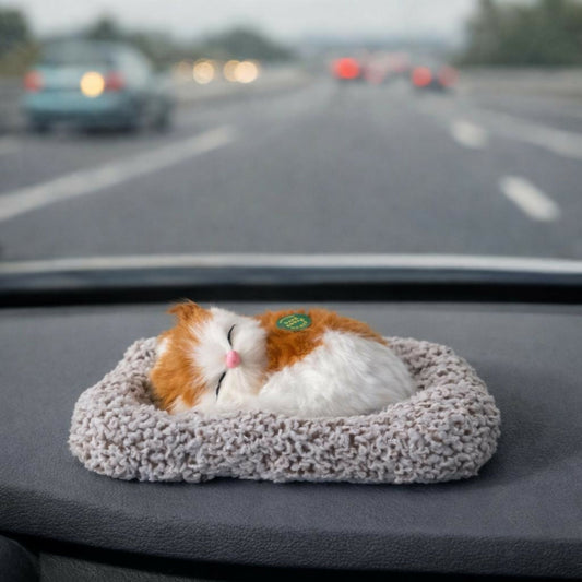 Sleeping Orange White Cat Car Dashboard Plush Cute Soft Toy Showpiece Decor
