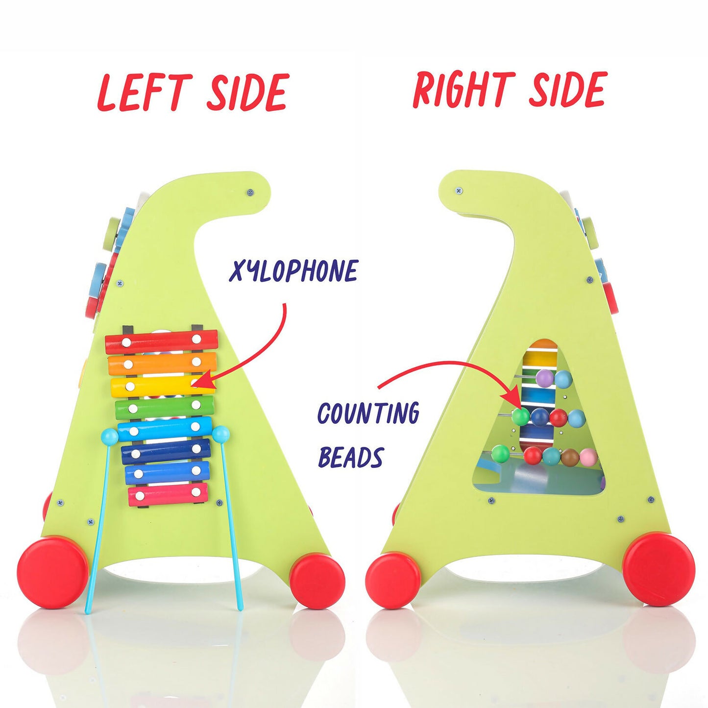 Aditi Wooden Baby Walker for Kids, Baby Walker with 6 Activities/Games