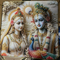 3D Radha Krishna Wall Art – Elegant 12x12 Inch Crystal Frame