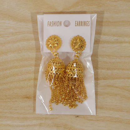 Elegant golden jhumka earrings showcasing craftsmanship