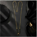 Gold Plated Black Beads Mangalsutra Necklace – Square Stone Pendant Chain for Women