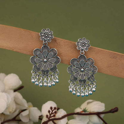 Trendy Oxidised Silver Statement Earrings Combo Set for Women & Girls (Set of 4)