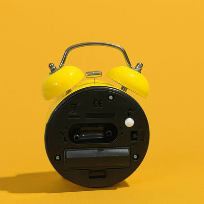 Yellow Smiley Twin Bell Alarm Clock – Loud Kids Desk Clock with Cute Face