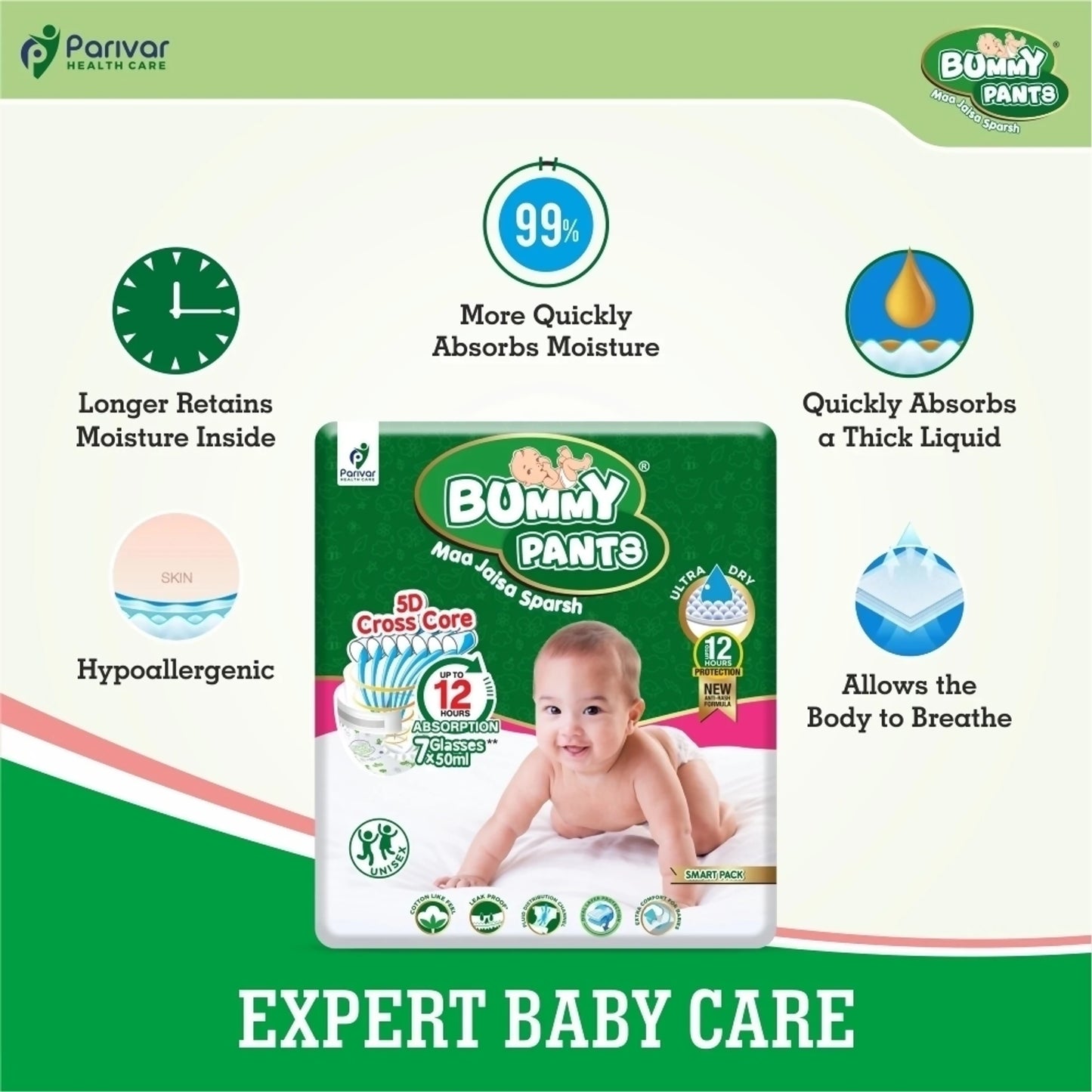 Baby Diaper Pants with 360° Leakproof Protection – Ultra Dry, Fast Absorption