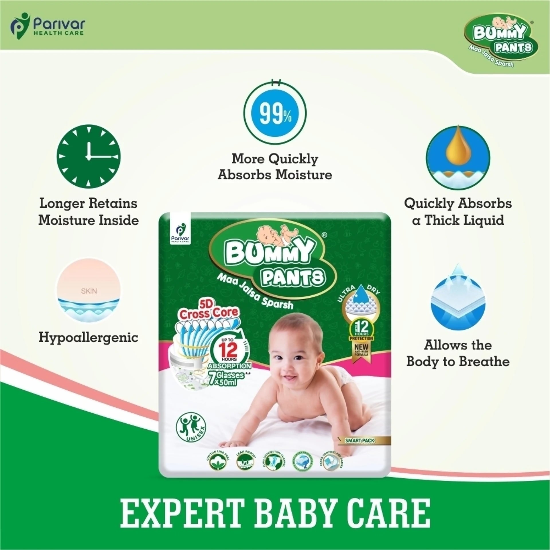 Baby Diaper Pants with 360° Leakproof Protection – Ultra Dry, Fast Absorption