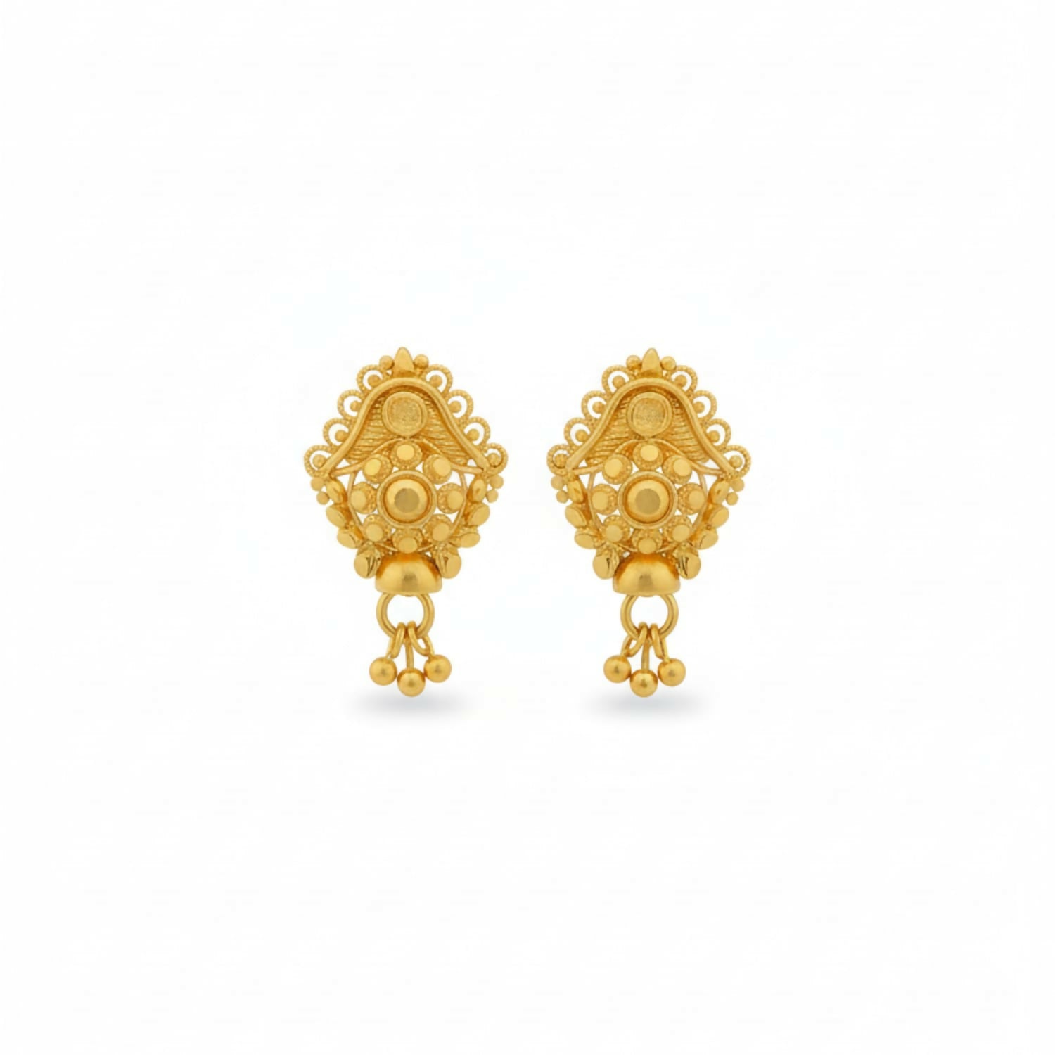 3 Drops Golden Earrings for Women & Girls – Traditional Fancy Jewellery Gift