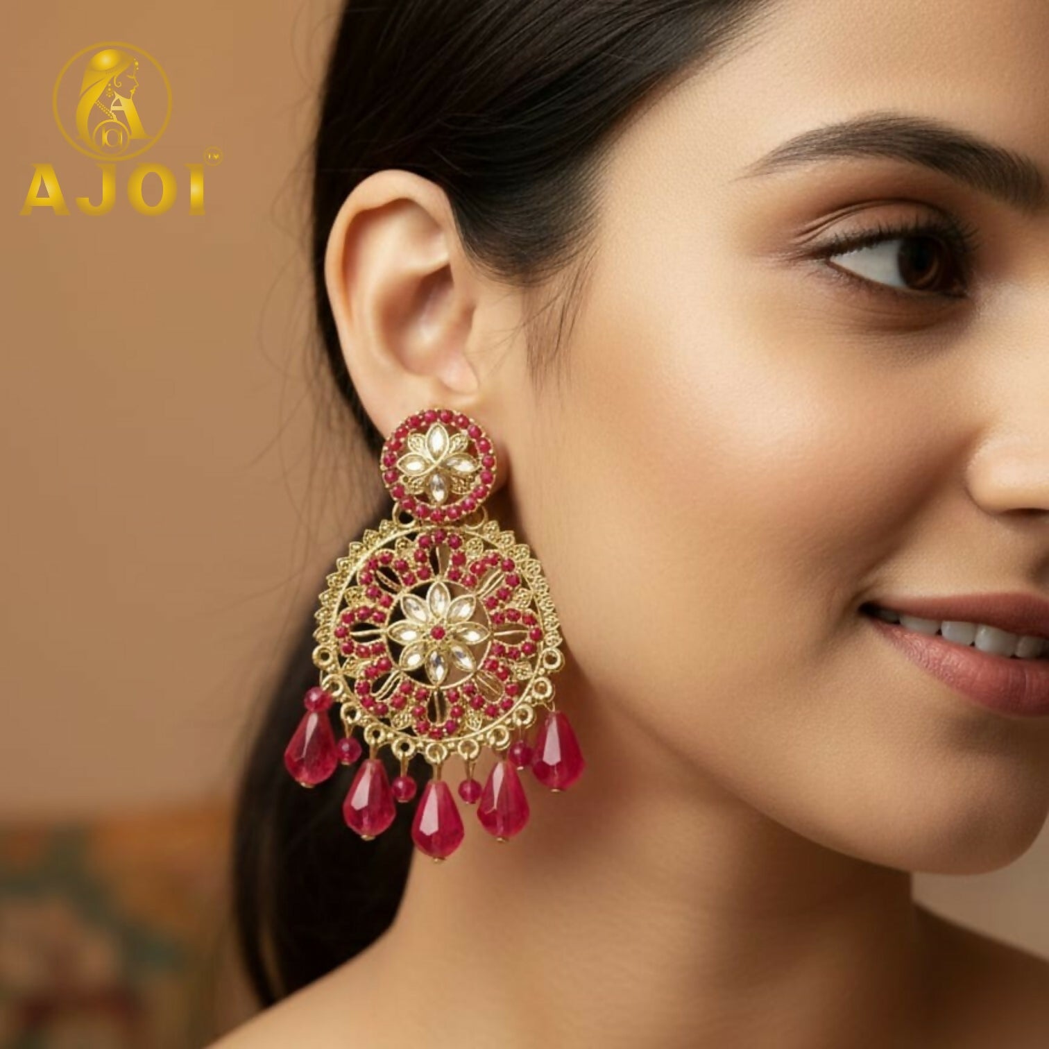 Pink Stylish Floral Earrings