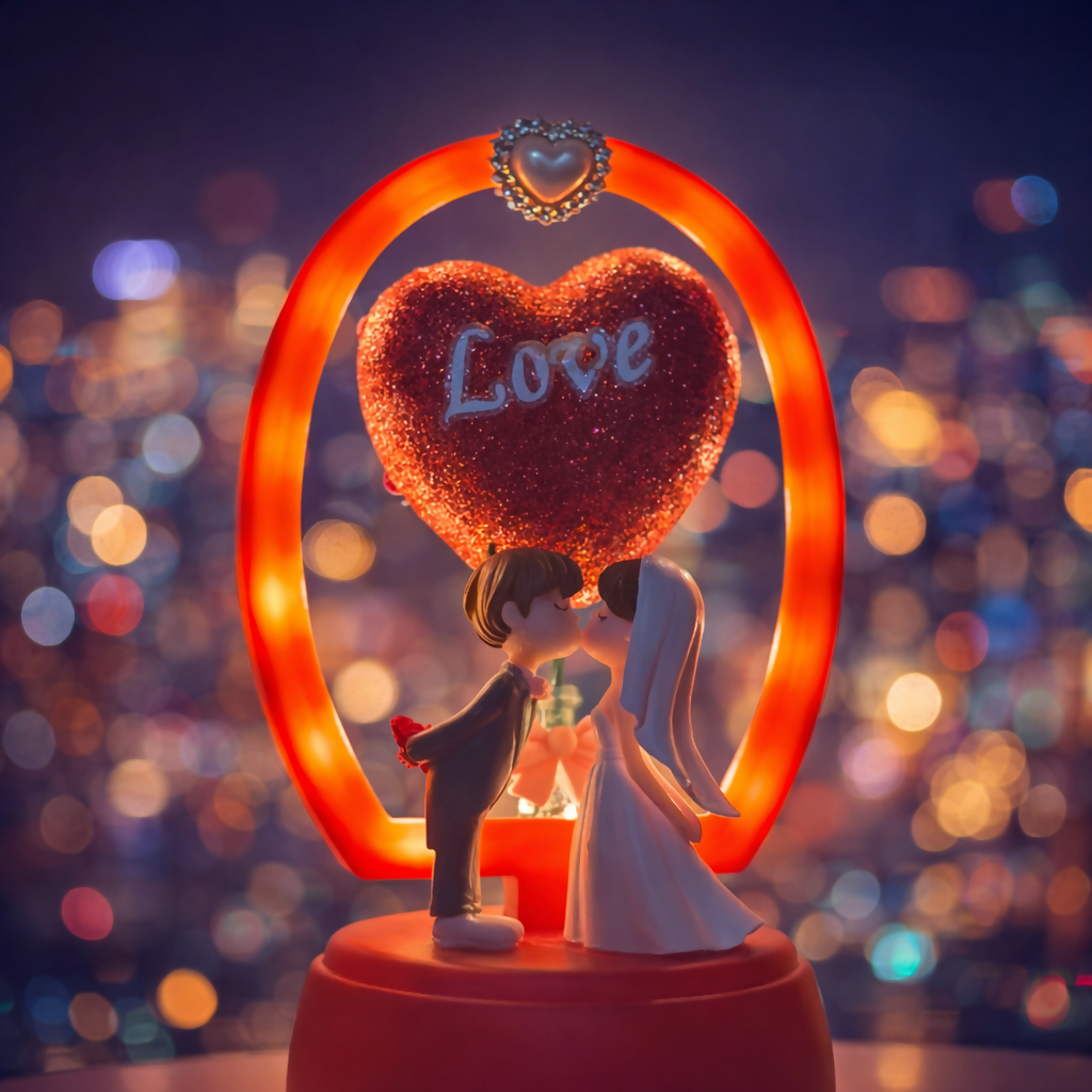 Romantic Couple LED Showpiece with Heart Design Table Decor Gift