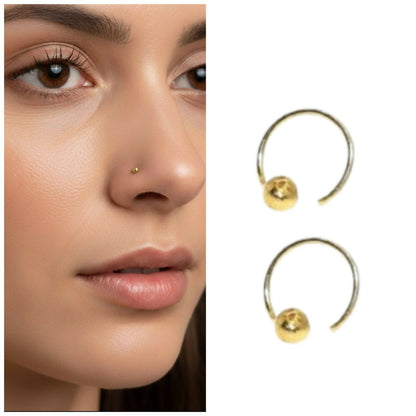 Gold Open Hoop nosepin Laung Koka Nathni combo pack of 2 for women and girls