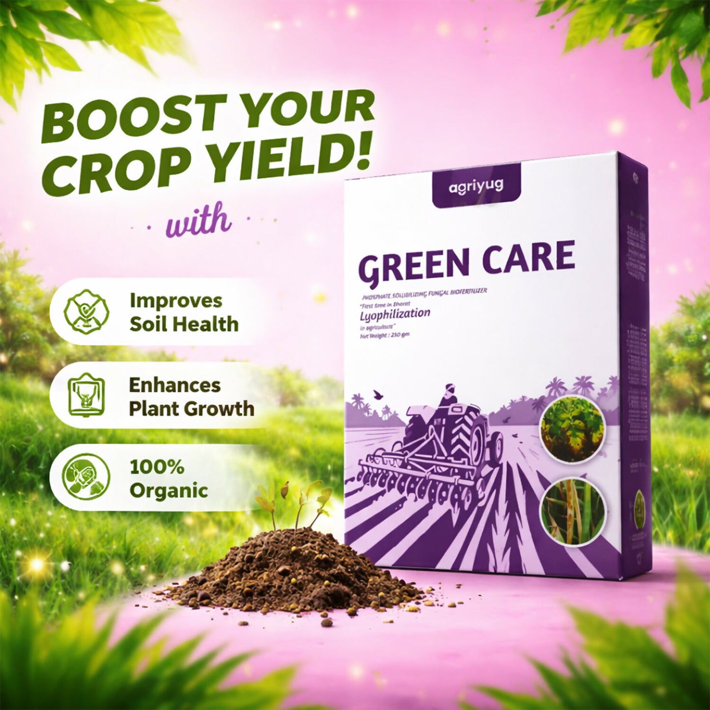 Healthy crops treated with Green Care for fungal and viral protection