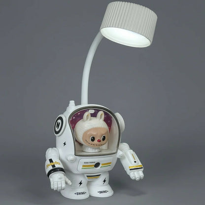 White Astronaut Desk Lamp with Pencil Sharpener and LED Light