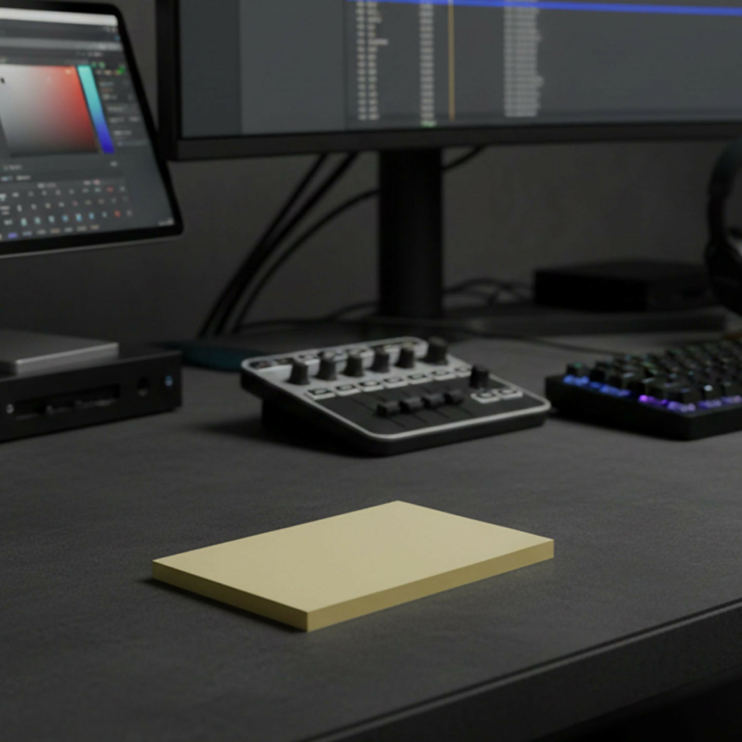 Close-up of smooth yellow sticky note pad paper for easy writing