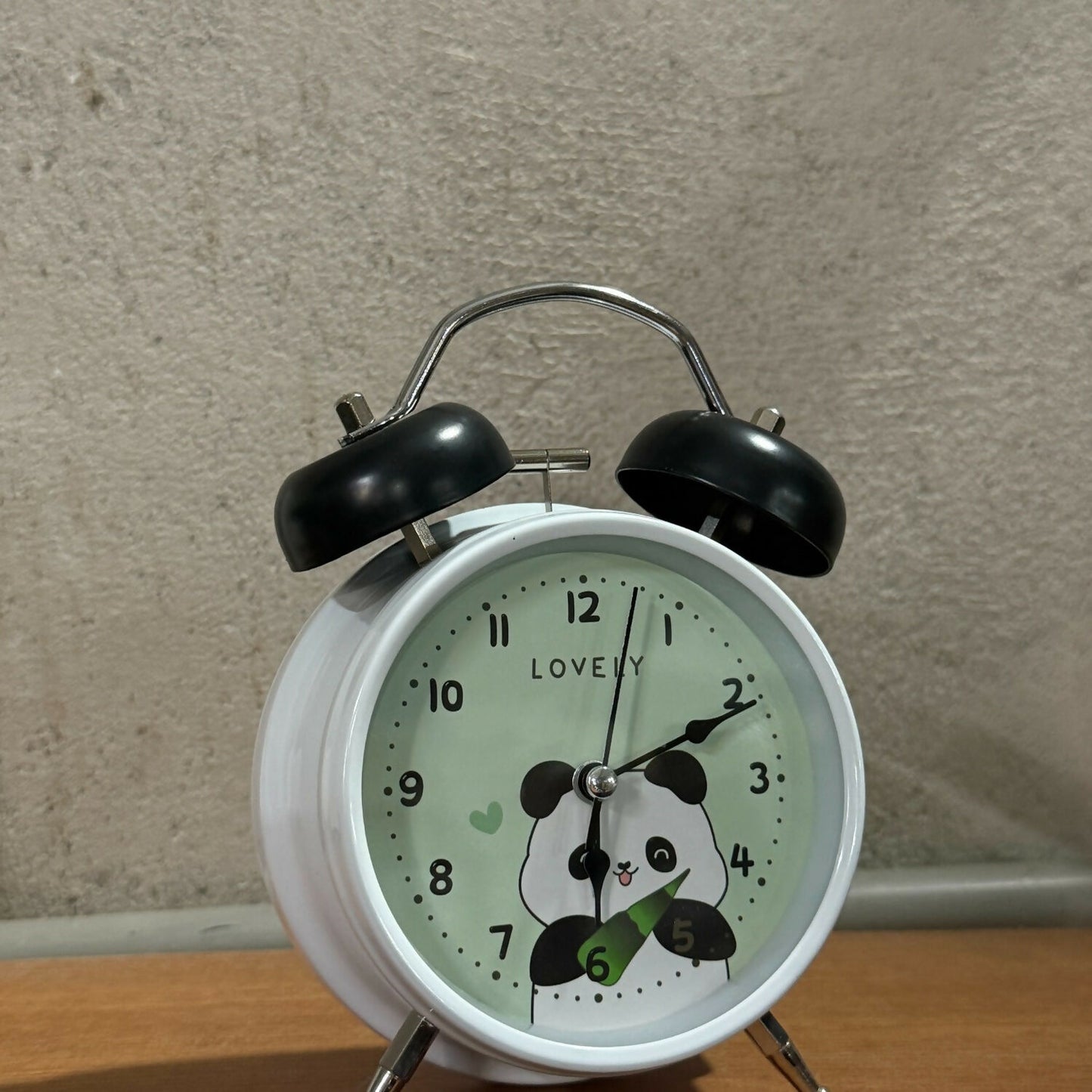Cute Panda Alarm Clock for Kids Room, Silent Twin Bell Table Clock