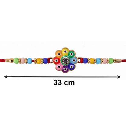 Multicolor rakhi tied on wrist for raksha bandhan