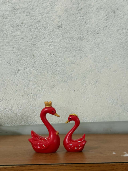 Royal Red Swan Couple Decorative Showpiece for Home & Bedroom Decor