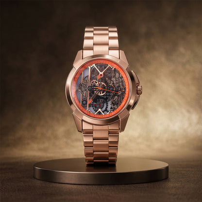 Jai Shri Ram Rose Gold Metal Chain Strap Analog Watch front view