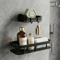 Wall-Mounted Bathroom Organizer with Soap Holder & Hooks