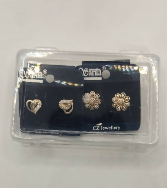 Gold Plated Heart & Floral Stud Earrings for women and girls Combo Pack of 2