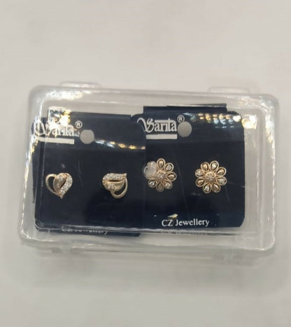 Gold Plated Heart & Floral Stud Earrings for women and girls Combo Pack of 2