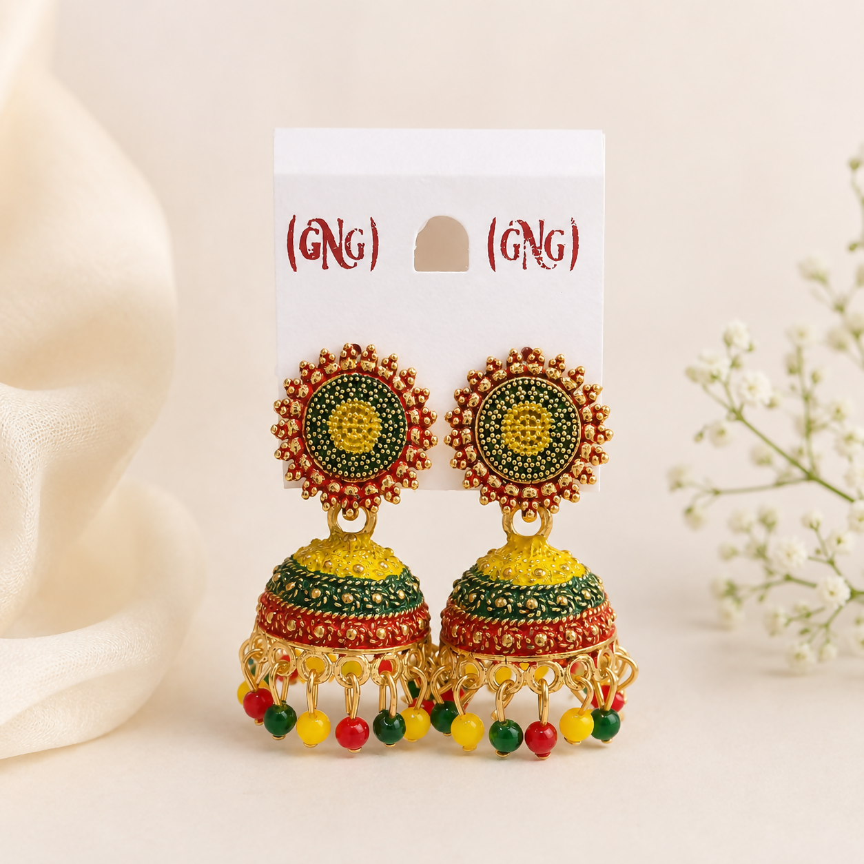 Multicolor Jhumka Earrings – Elegant Ethnic Festive Jewellery